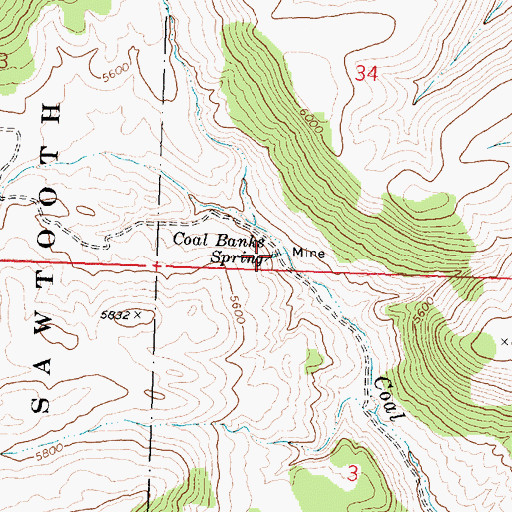 Topographic Map of Coal Banks Spring, ID