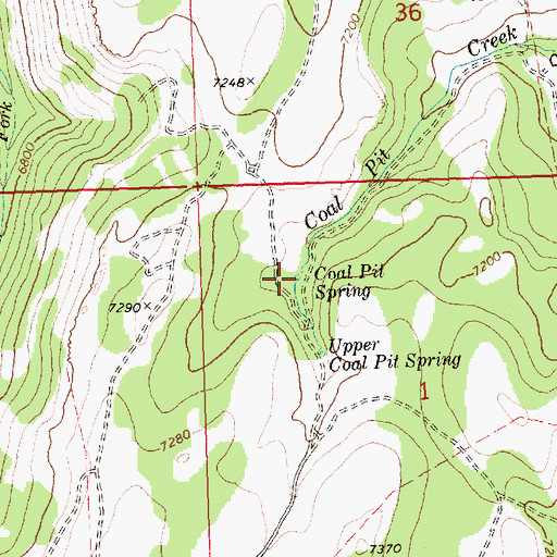 Topographic Map of Coal Pit Spring, ID