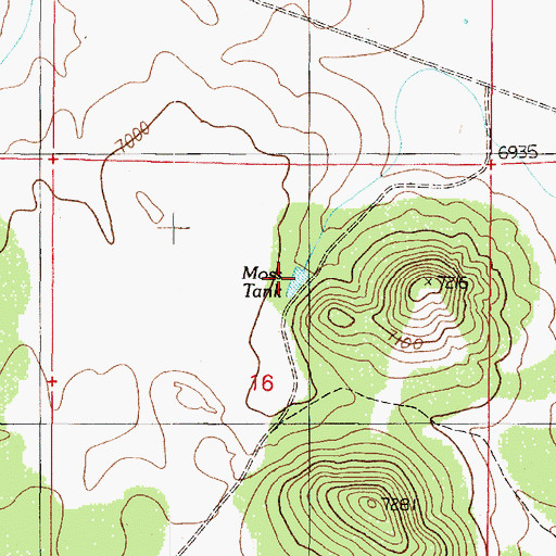 Topographic Map of Moss Tank, AZ