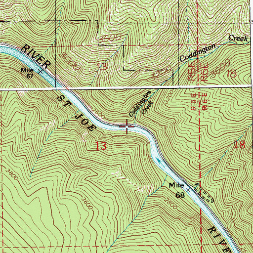 Topographic Map of Coddington Creek, ID