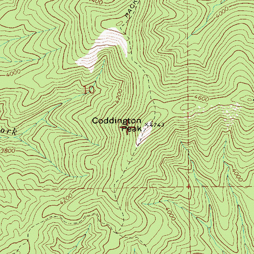 Topographic Map of Coddington Peak, ID