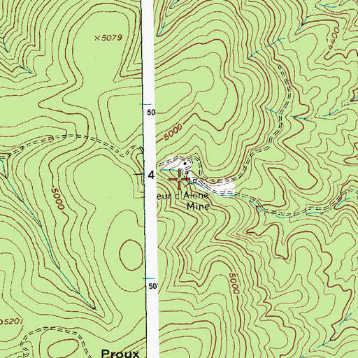 Topographic Map of Coeur d'Alene Mine, ID