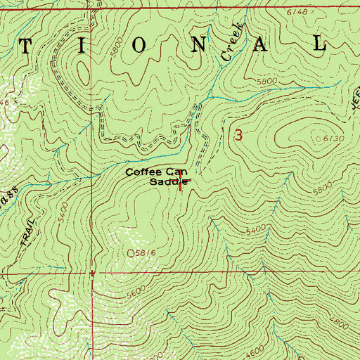 Topographic Map of Coffee Can Saddle, ID