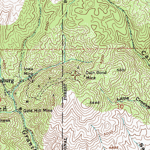 Topographic Map of Coin Bond Mine, ID