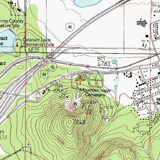 Topographic Map of Mountain View Cemetery, AZ