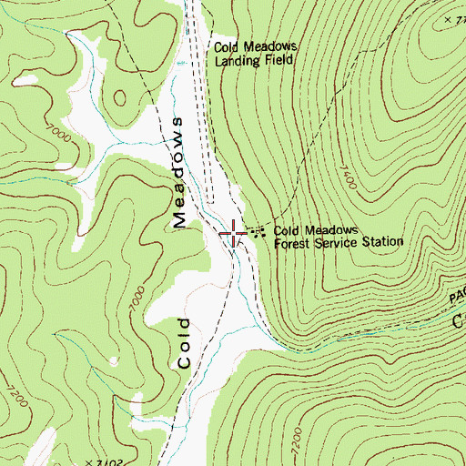 Topographic Map of Cold Meadows Forest Service Station, ID
