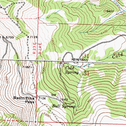 Topographic Map of Cold Spring, ID