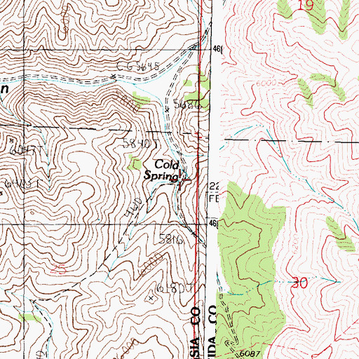 Topographic Map of Cold Spring, ID