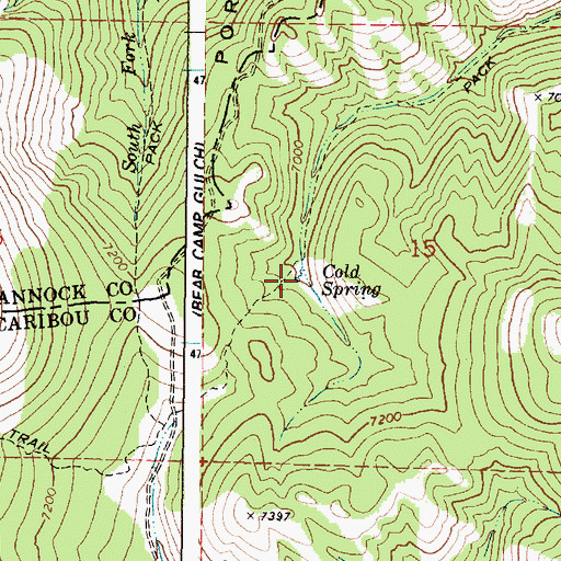 Topographic Map of Cold Spring, ID