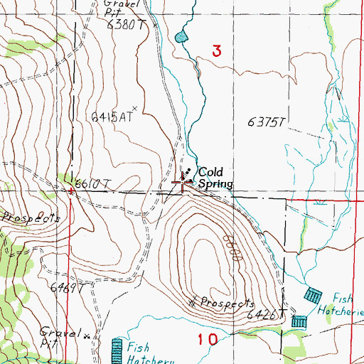 Topographic Map of Cold Spring, ID