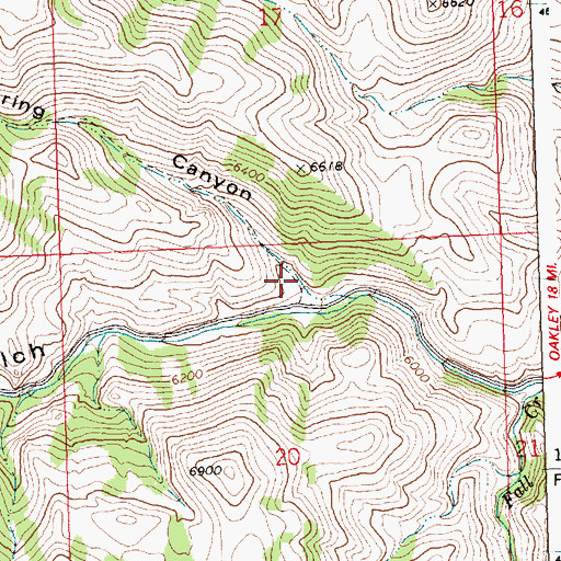 Topographic Map of Cold Spring Canyon, ID