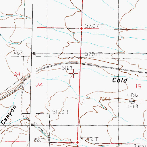 Topographic Map of Cold Spring Canyon, ID