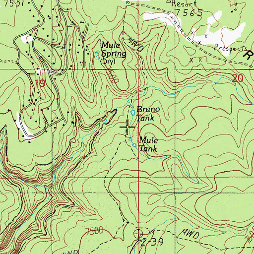 Topographic Map of Mule Tank, AZ