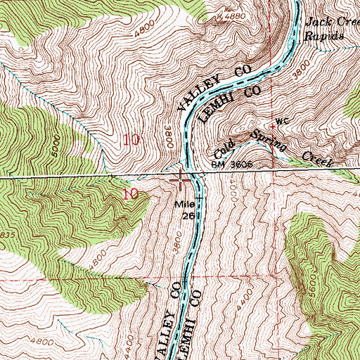 Topographic Map of Cold Spring Creek, ID