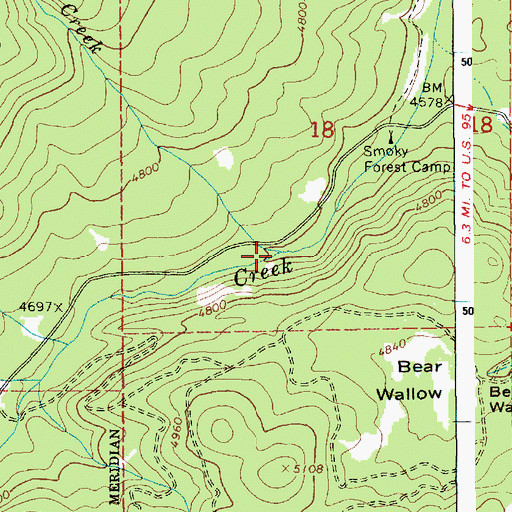 Topographic Map of Cold Springs Creek, ID