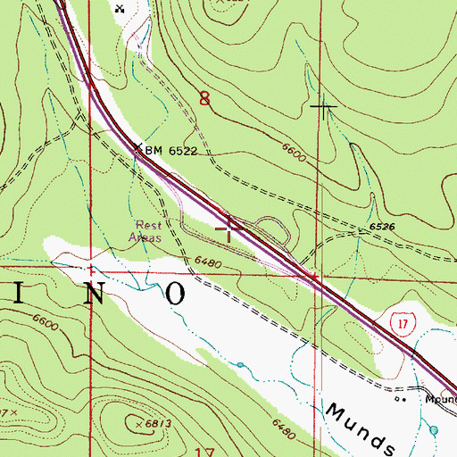 Topographic Map of Munds Park Rest Area, AZ
