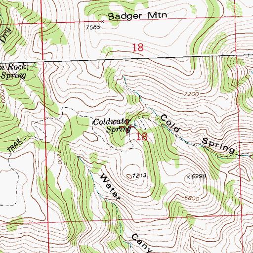 Topographic Map of Coldwater Spring, ID