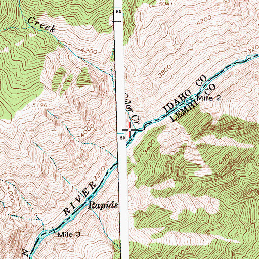 Topographic Map of Color Creek, ID
