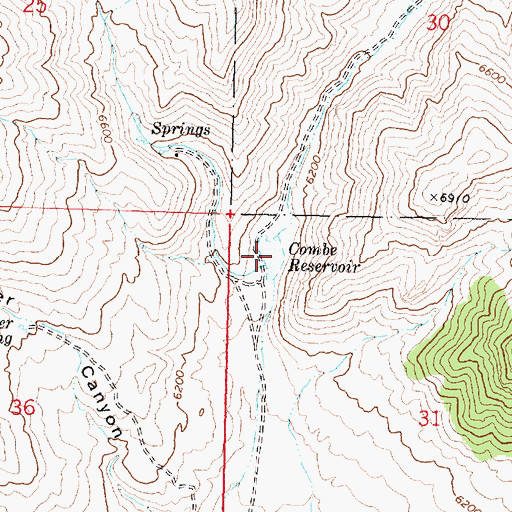 Topographic Map of Combe Reservoir, ID