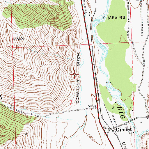 Topographic Map of Comstock Ditch, ID