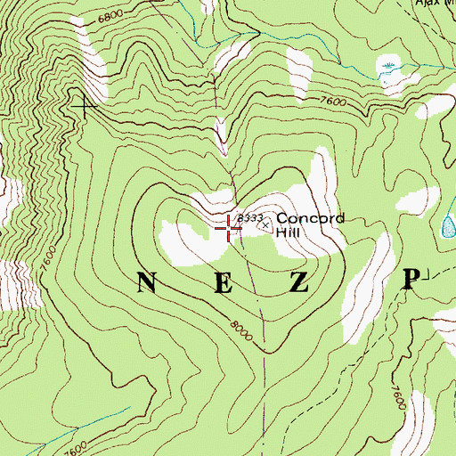 Topographic Map of Concord Hill, ID