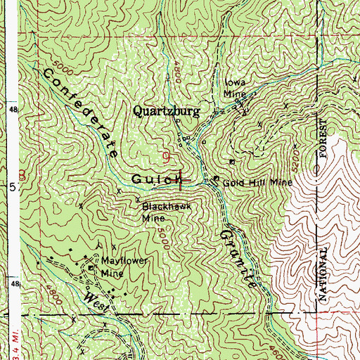Topographic Map of Confederate Gulch, ID