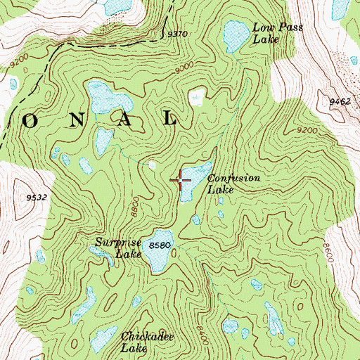 Topographic Map of Confusion Lake, ID