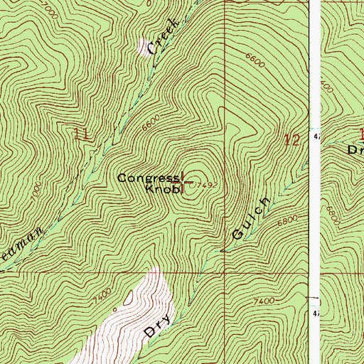 Topographic Map of Congress Knob, ID