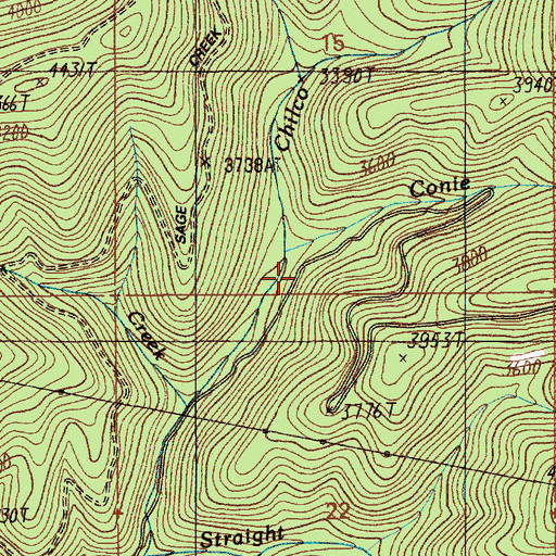 Topographic Map of Conie Creek, ID