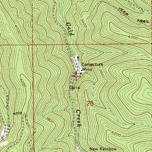 Topographic Map of Conjecture Mine, ID