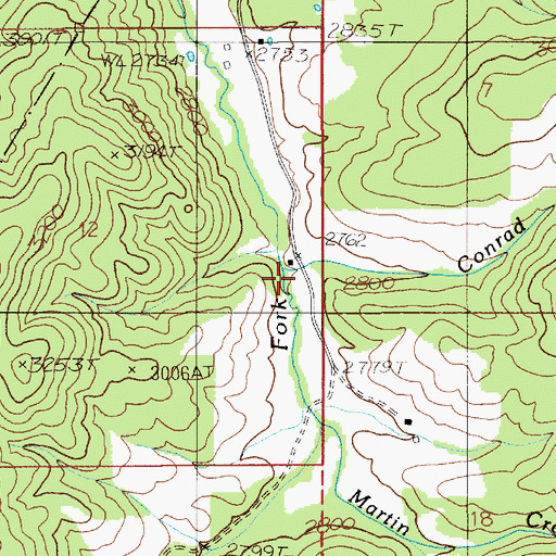 Topographic Map of Conrad Creek, ID