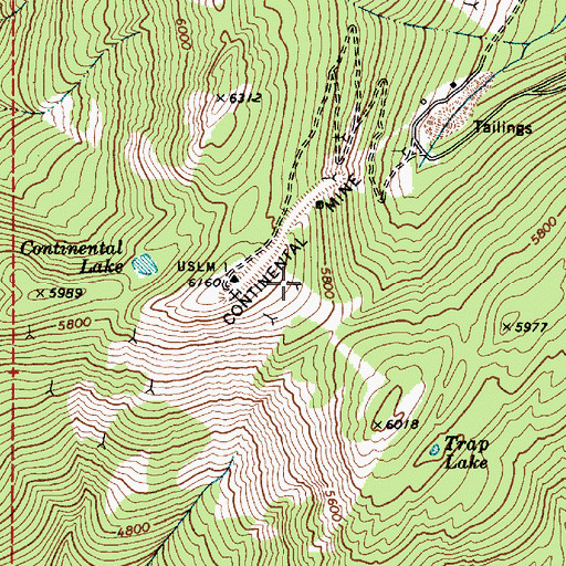 Topographic Map of Continental Mine, ID