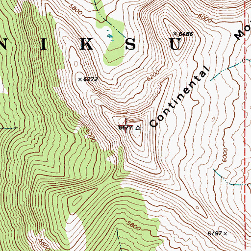 Topographic Map of Continental Mountain, ID