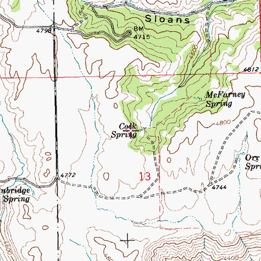Topographic Map of Cook Spring, ID