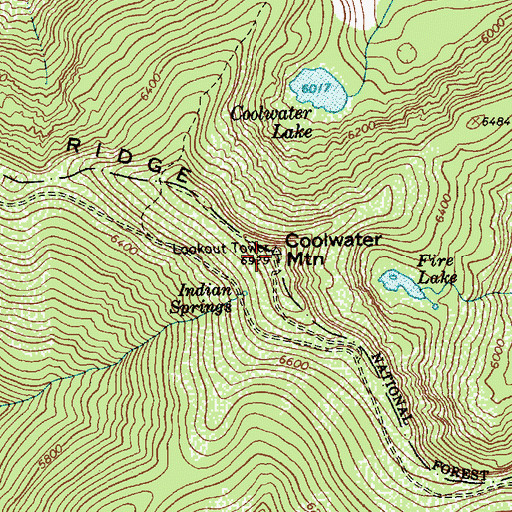 Topographic Map of Coolwater Mountain, ID