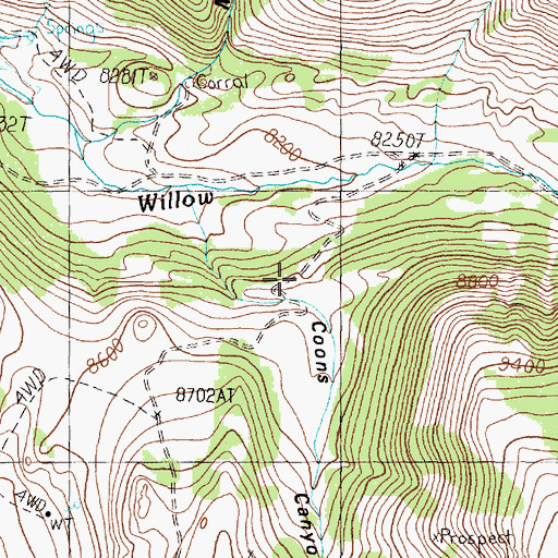 Topographic Map of Coons Canyon, ID