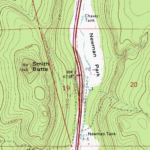 Topographic Map of Newman Park Interchange, AZ