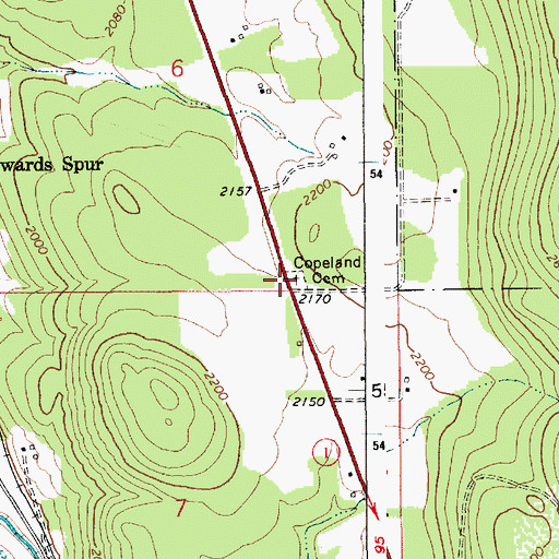 Topographic Map of Copeland Cemetery, ID