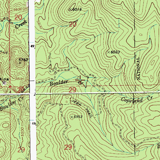Topographic Map of Copeland Creek, ID