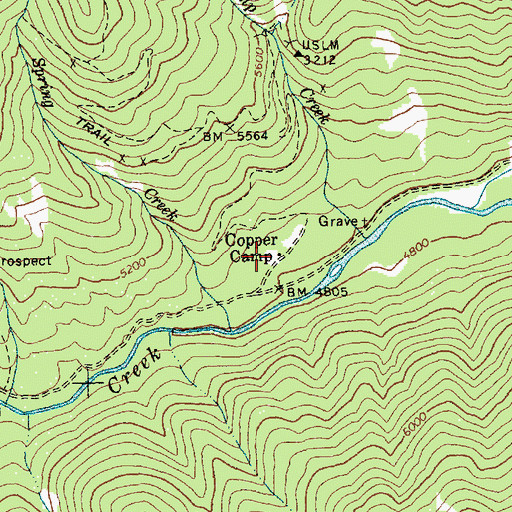 Topographic Map of Copper Camp, ID