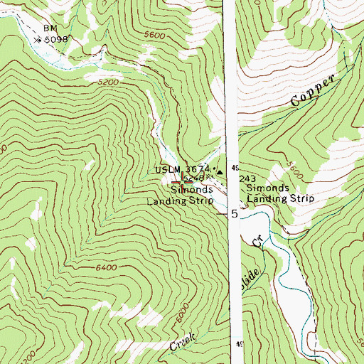 Topographic Map of Copper Creek, ID