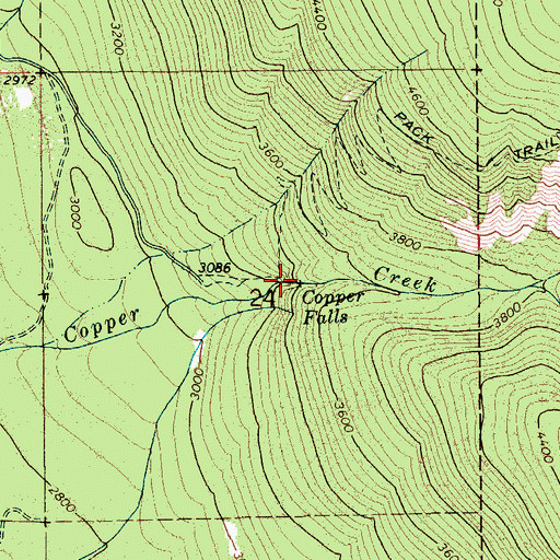 Topographic Map of Copper Falls, ID
