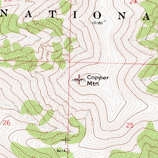 Topographic Map of Copper Mountain, ID