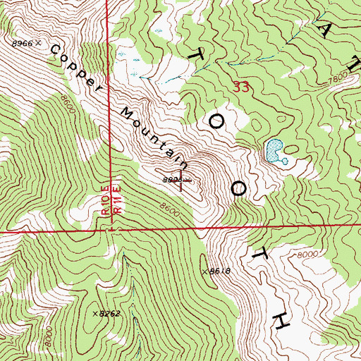 Topographic Map of Copper Mountain, ID
