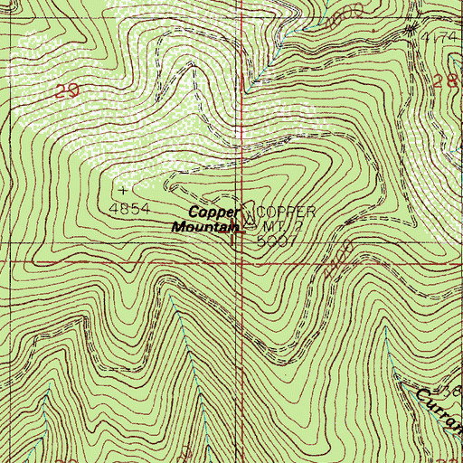 Topographic Map of Copper Mountain, ID