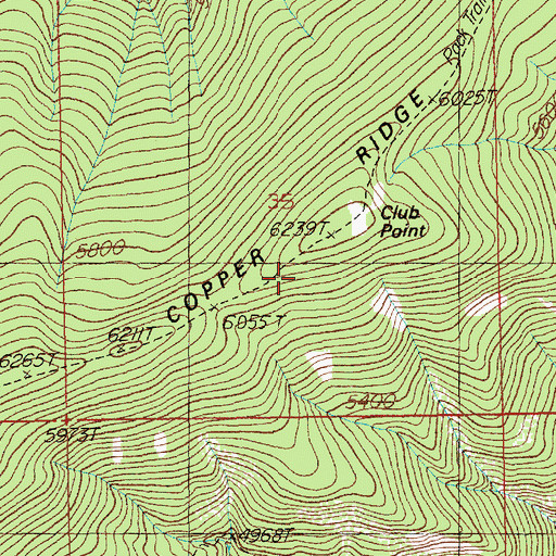 Topographic Map of Copper Ridge, ID