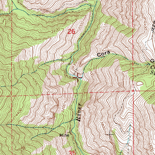 Topographic Map of Cora Gulch, ID