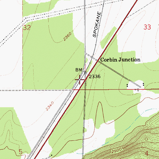 Topographic Map of Corbin Junction, ID