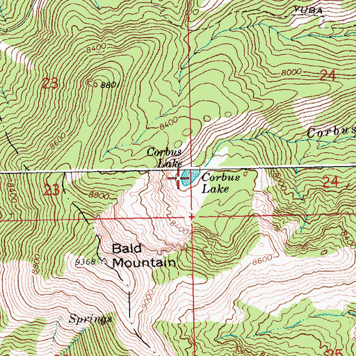 Topographic Map of Corbus Lake, ID