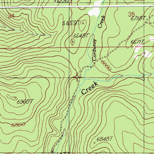 Topographic Map of Corduroy Creek, ID